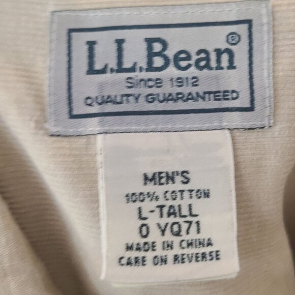 L.L. Bean Shaket Button Up Collard Long Sleeve Tan Men's Size L Fall Casual - Picture 7 of 7